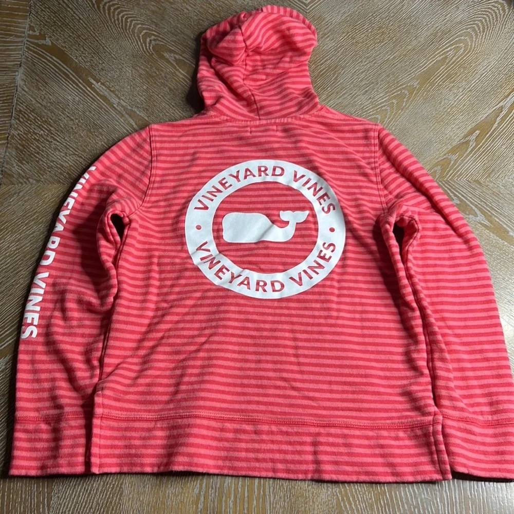 VINEYARD VINES Pink Stripe Hoodie Sweatshirt M (10-12)